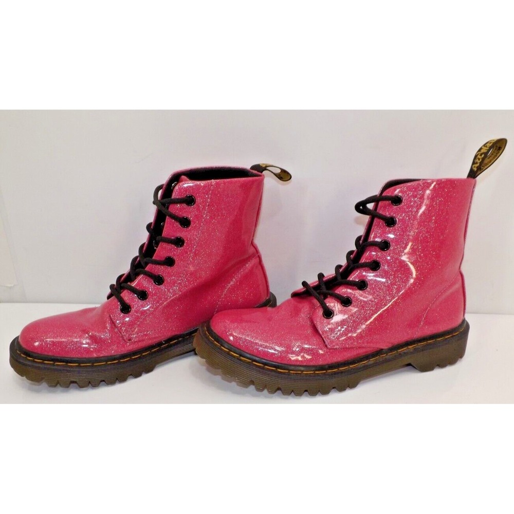 Dr Martens Luana Patent Leather Hot Glitter Pink boots - Womens size 7 - Picture 2 of 16